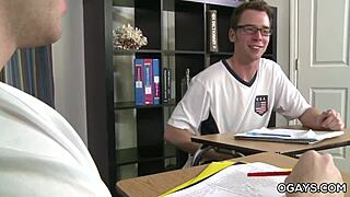 These gay students sneak a quick bang while the teacher’s out.