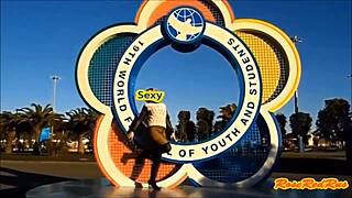 flashing moments captured at olimpic park sochi 2014 with candid upskirt views.