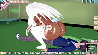 Anime bunny character experiences intense game climax