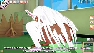 Anime bunny character experiences intense game climax