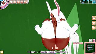 Anime bunny character experiences intense game climax