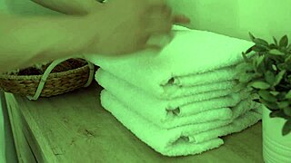 brunette teen gets massage then creampie on sofa 😈