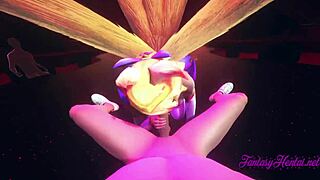 Ahri Star Guardian endures intense hard sex with creampie in hentai.