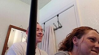 I had a quickie with my wife in the bathroom, her big tits bouncing wildly.