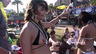 spring break whip cream contest gets wild with coed tit licking action. just another crazy day!