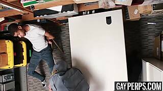 tattooed ebony thief gets barebacked hard by security guard