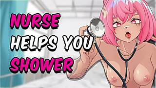 ASMR Nurse Teases and Cleans Your Cock in Steamy Shower