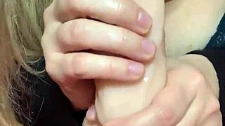 Check how my slut wife sucks and tit-fucks a huge dildo!