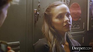 Deeper Abigail Mac Bangs Young 18+ Employee in Bathroom Encounter