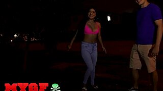 My Girlfriend Overcomes Shyness Outside Her New House