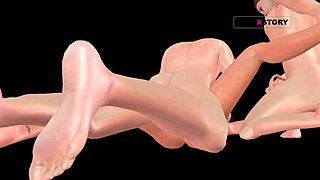 feel the ultimate pleasure in this animated 3d threesome