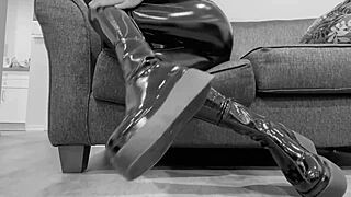 Ever tried fetish boots with shiny latex leggings?
