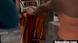 watch the young cheerleader get pressured into sex by the milf coach and her hubby.