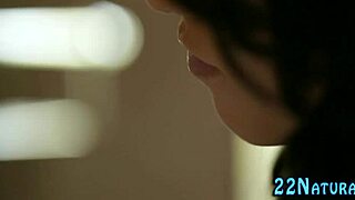 Petite brunette babe performs handjob and blowjob to cumshot.