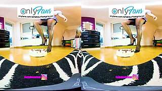 Vr 3d foot girl crushes nylons with high heels and sneakers in intense shoeplay