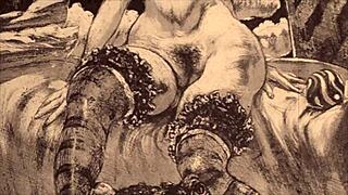 Vintage erotic cartoon illustration