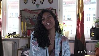 Sweet Ebony Amateur Fingering Herself Outdoors on Balcony