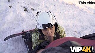 vip4k brings ski resort drama with cuckold watching shaved pussy pov action.