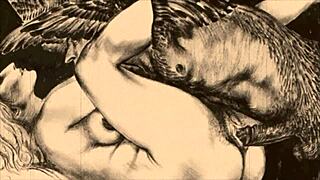 Vintage erotic cartoon illustration