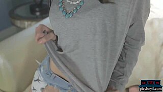 hot teen model iana little strips lingerie and rips clothes for bubble butt show