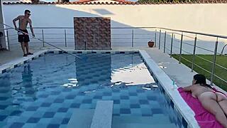 Intense Pool Fucking with Stepfather and Curvy Body