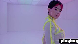 Amazing Latina teen Mia Valentine poses with big ass