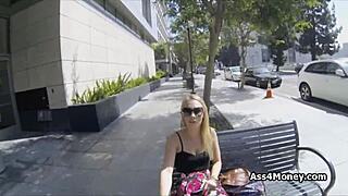 Barista spreading wide for cock and money!