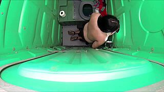 Porta gloryhole construction site blowjobs in the outhouse