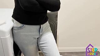 My hot stepmom London Rose got stuck in the washer