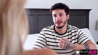 Big Tit Blonde Babe Taunts Stepbro with Cum Talk