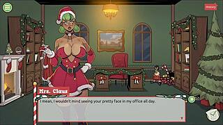 In Claus Secret Surprise Xmas Hentai Game Ep 3, Mrs Santa Teases with Underskirt Anal Plug