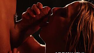 Irresistible blonde spreads wide and gets banged hard after intense blowjob in group action