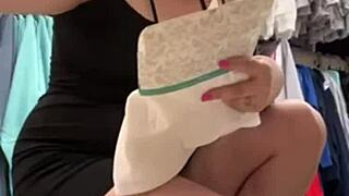 Laina Marie's Natural Beauty Exposes Big Tits and Shaved Pussy in Outdoor Shop