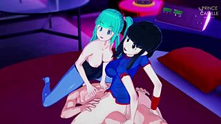 Bulma And Chichi Engage In Intense Threesome With Bent Over Cowgirl Riding And Monster Defloration Scenes