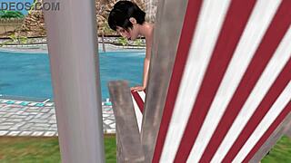 Cute lesbian girl fucks another from behind in 3d anime!