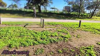 FLASHING MY COCK in Public Park, Stepdaughter Helps Me Cumshot Risky