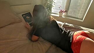 Beautiful Roommate Rides Passionately!