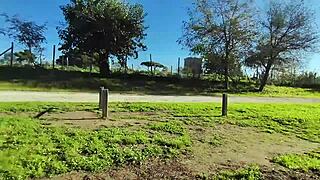 FLASHING MY COCK in Public Park, Stepdaughter Helps Me Cumshot Risky