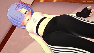 Rem rests after sport, then fucks in Re Zero hentai