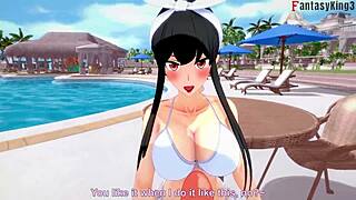 Gledaj Yor Forger u bikiniju bazen seks! Besplatni POV iz Spy X Family i Genshin Impact fantazije.