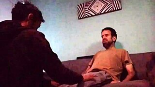 Wow, he's massaging and sucking that big gay cock!