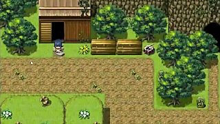 tanned natsuki in hentai game ep 11 gets wild. village chief masturbates on her while changing in public