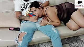 the massage to my stepmom went wild and she sucked my cock deep