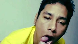 enjoying hairy guy's delicious dick with oral fun 😋