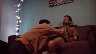 Wow, he's massaging and sucking that big gay cock!