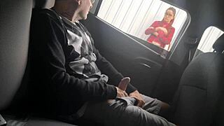 Masturbating risky on public street for student who loved my cock