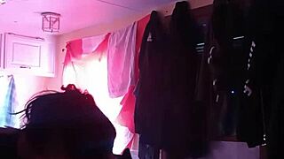 Slut sucking deep cum load in blowjob session