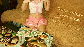 Redhead Foxy Solves Puzzle Without Panties, Sexy Instructions