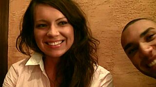 Wow, brunette sucks that big black cock for cash outdoors!