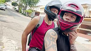 Riding Bike and Friend's Big Cock in Thrilling Adventure